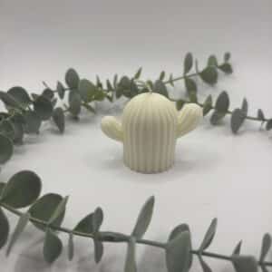 Een witte kaars in de vorm van cactus met twee armen.